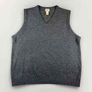 LL Bean Mens XXL Lambswool Sweater Vest Gray V Neck Pullover Knit Classic